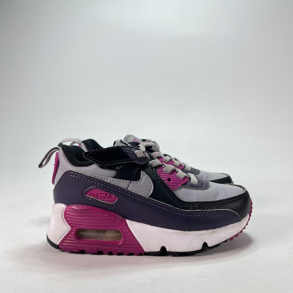 Nike Air Max 90 EasyOn Black Purple Pink Shoes HF6357-003 Kid's Size 9C